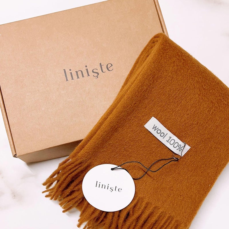 linişte 100% Wool Scarf - Men and Women Winter Warm Soft Luxurious Solid Colors Gift Box - Image 2